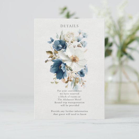 Blauer und cremiger Farbblut Begleitkarte (Stehend Vorderseite)