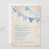 Blauer und Elfenbeinfliese Hochzeitsfeiern Einladung (Vorderseite)