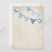 Blauer und Elfenbeinfliese Hochzeitsfeiern Einladung (Rückseite)