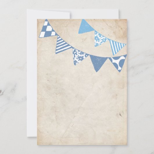 Blauer und Elfenbeinfliese Hochzeitsfeiern Einladung (Rückseite)