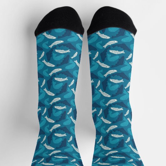 Blauer und Elfenbeinforellen, Gemusterter Fisch Socken (Oben)