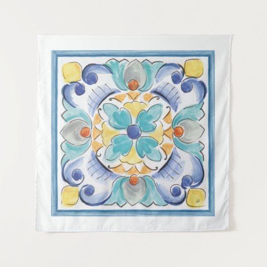 Blauer und Gelbblut Wandteppich (Vorderseite (Horizontal))