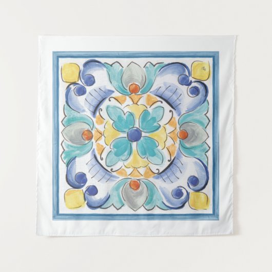 Blauer und Gelbblut Wandteppich (Vorderseite)