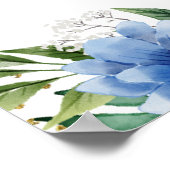 Blauer und gelbe Blumen Babydusche Empfang Poster (Ecke)