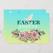 Blauer und gelbe Osterkirche Einladung (Vorne/Hinten)