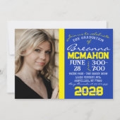 Blauer und gelber Abschluss 2 Foto Einladung (Vorderseite)