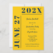 Blauer und Gelber Abschluss Einladung (Vorderseite)