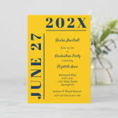 Blauer und Gelber Abschluss Einladung (Stehend Vorderseite)