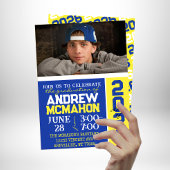 Blauer und gelber Abschluss Foto Einladung