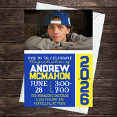 Blauer und gelber Abschluss Foto Einladung