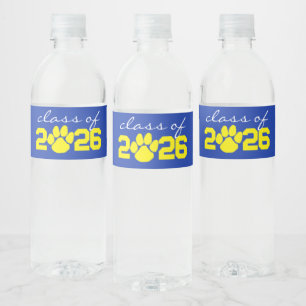 Blauer und gelber Abschluss Wasserflaschenetikett