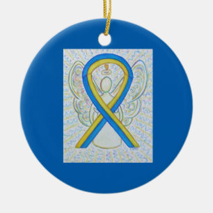Blauer und gelber Angel-Angel-Ornamente Keramik Ornament