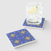 Blauer und gelber Azulejo- (Mini-) Untersetzer (Seitenansicht)