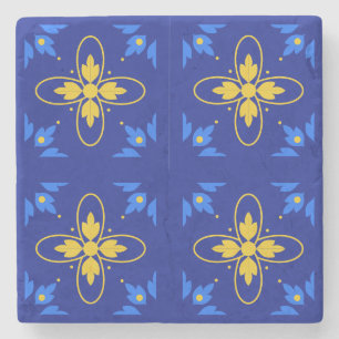 Blauer und gelber Azulejo- (Mini-) Untersetzer