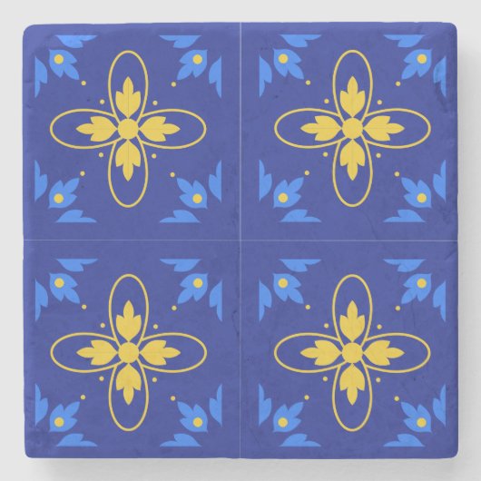 Blauer und gelber Azulejo- (Mini-) Untersetzer (Vorderseite)