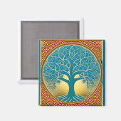 Blauer und gelber Baum des Lebensmagneten Magnet (Vorderseite/Rückseite)