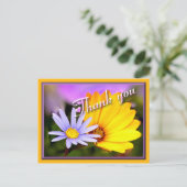 Blauer und gelber Blumen Postkarte (Stehend Vorderseite)