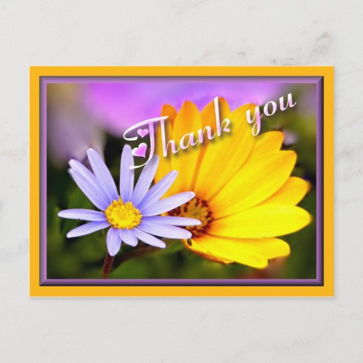 Blauer und gelber Blumen Postkarte (Vorderseite)