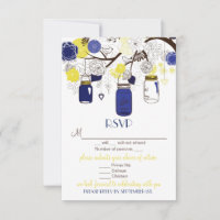 Blauer und gelber Blumenmason Jars UAWG Wedding Ca