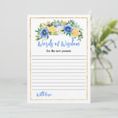 Blauer und gelber Blütenduschkopf mit Weisheit Einladung (Stehend Vorderseite)