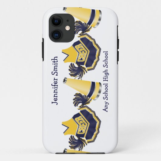 Blauer und gelber Cheerleading iPhone Kasten Case-Mate iPhone Hülle (Rückseite)