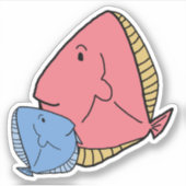 Blauer und gelber Fisch Aufkleber (Vorderseite)