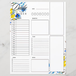 Blauer und gelber floraler Tagesplaner