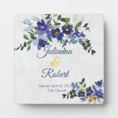 Blauer und gelber Hochzeitskalender Fotoplatte (Vorderseite)