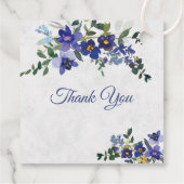 Blauer und gelber Hochzeitskalender Geschenkanhänger (Rückseite)