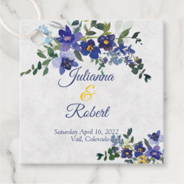 Blauer und gelber Hochzeitskalender Geschenkanhänger