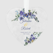 Blauer und gelber Hochzeitskalender Ornament (Vorderseite)