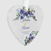 Blauer und gelber Hochzeitskalender Ornament (Vorderseite)