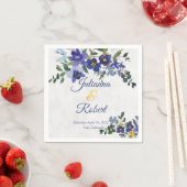 Blauer und gelber Hochzeitskalender Serviette (Beispiel)