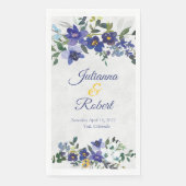 Blauer und gelber Hochzeitskalender Serviette (Vorderseite)