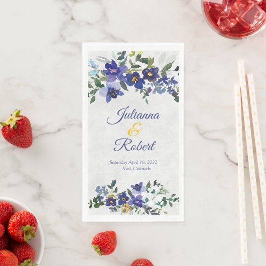 Blauer und gelber Hochzeitskalender Serviette (Beispiel)