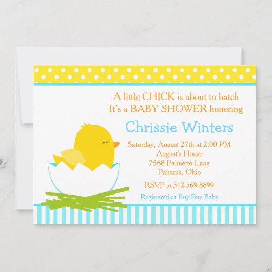 Blauer und gelber Junge Kinderdusche Einladung (Vorderseite)