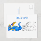 Blauer und gelber Laughang Drachenfarben Postkarte (Vorne/Hinten)