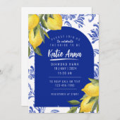 Blauer und gelber Lemon Bridal Dusche Einladungen (Vorne/Hinten)