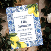 Blauer und gelber Lemon gedachte Dusche Einladung