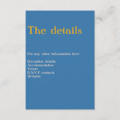 Blauer und gelber Lithographie Hochzeitsdetails Begleitkarte (Vorderseite)