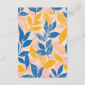 Blauer und gelber Lithographie Hochzeitsdetails Begleitkarte (Rückseite)