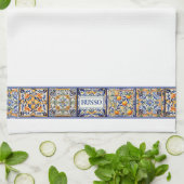 Blauer und gelber Mittelmeeranstrich Geschirrtuch (Gefaltet)