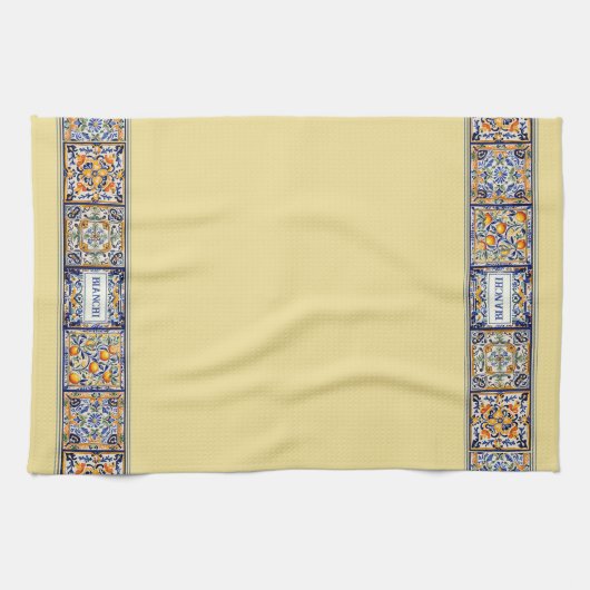 Blauer und gelber Mittelmeeranstrich Geschirrtuch (Horizontal)