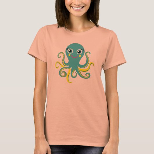 Blauer und gelber Oktopus T-Shirt (Vorderseite)