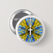 Blauer und gelber Rosenbeet-Traum-Fänger Button (Vorne & Hinten)