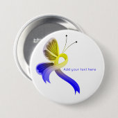 Blauer und gelber Schmetterling Button (Vorne & Hinten)