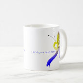 Blauer und gelber Schmetterling Kaffeetasse (VorderseiteRechts)