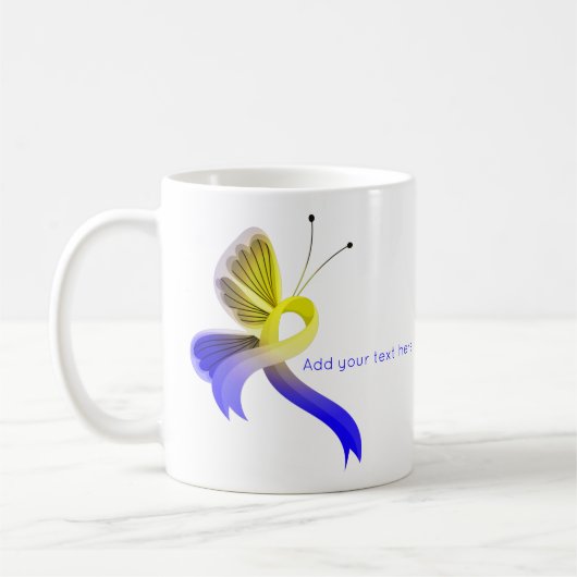 Blauer und gelber Schmetterling Kaffeetasse (Links)