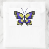 Blauer und Gelber Schmetterling Rechteckiger Aufkleber (Tasche)