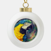 Blauer und gelber Schmuck Keramik Kugel-Ornament (Vorderseite)